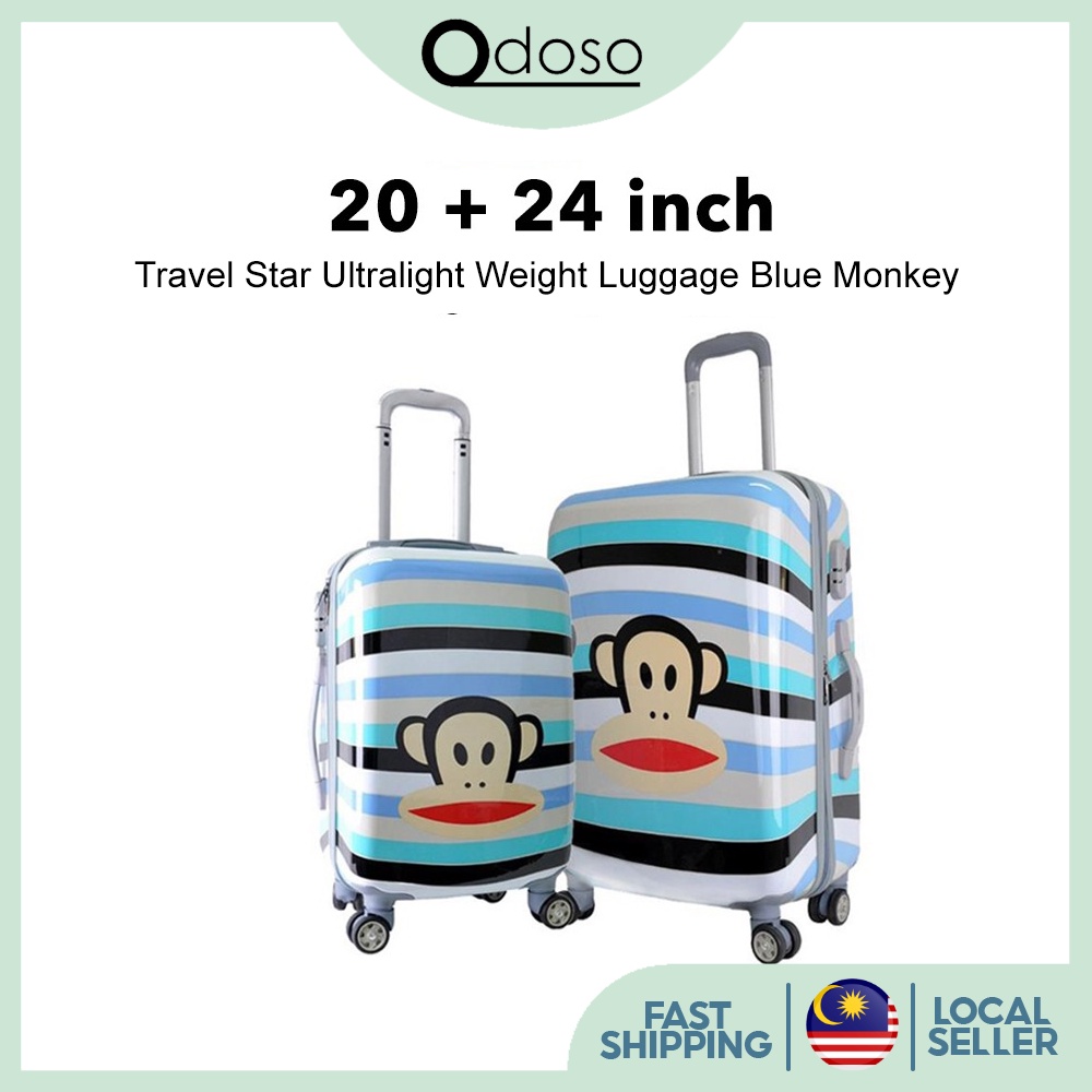 【20+24 inch】Travel Star Ultralight Weight Luggage Bag Trolley Bag Bagasi Murah Travel Bag Cartoon