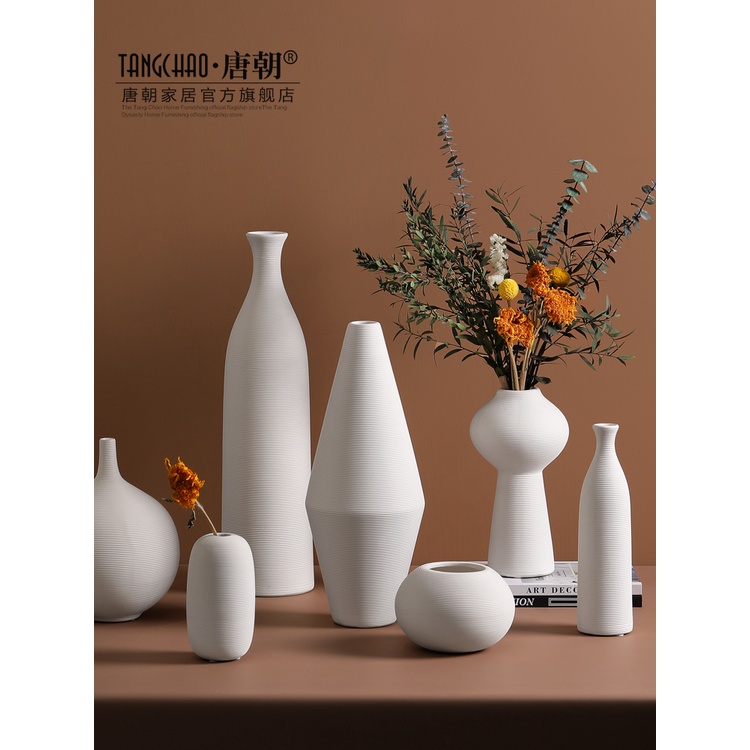 Nordic Creative Simple White Ceramic Vase Living Room Dining Table
