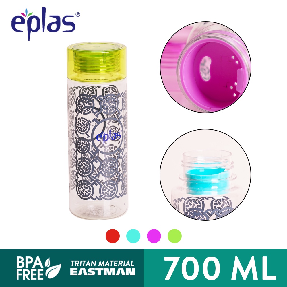 eplas 700ml BPA Free Clear Transparent  Unique Water Tumbler Bottle