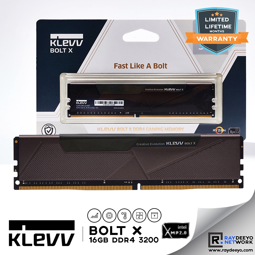 KLEVV BOLT X 16GB DDR4 3200 GAMING MEMORY RAM [Enhanced Performance