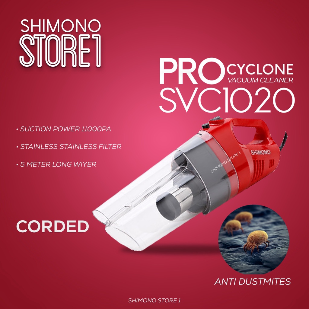 SHIMONO SVC1020 Corded Vacuum High Power ProCyclone Handy Lightweight
