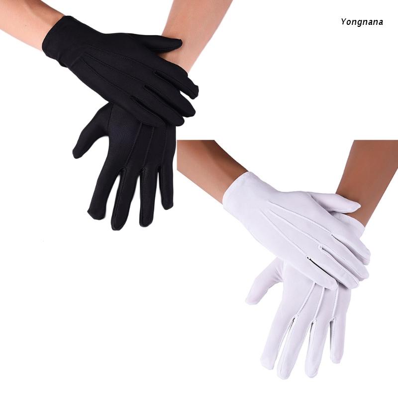 YOGA Men Spandex Thin Black White Parade Gloves Formal Tuxedo Costume Honor Guard Mittens for Coin Jewelry Silver Inspection