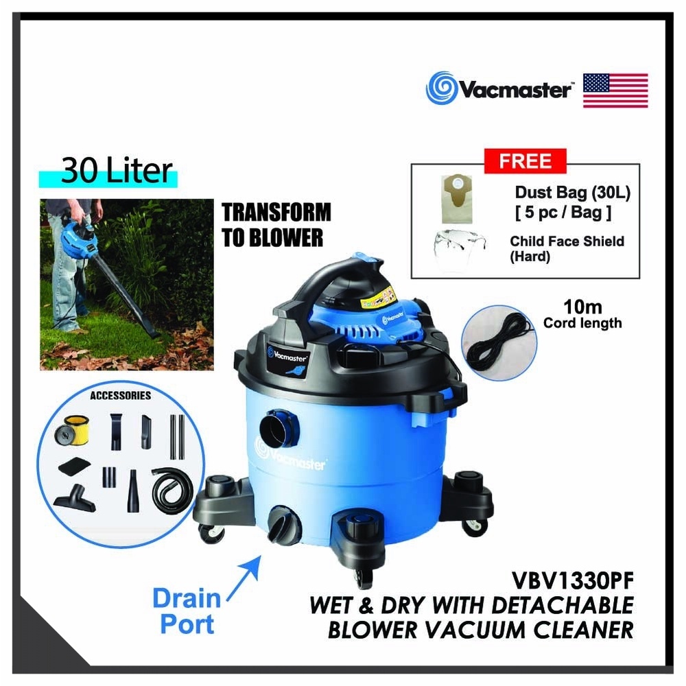 VACMASTER VBV1330PF 30L WET & DRY WITH DETACHABLE BLOWER VACUUM CLEANER