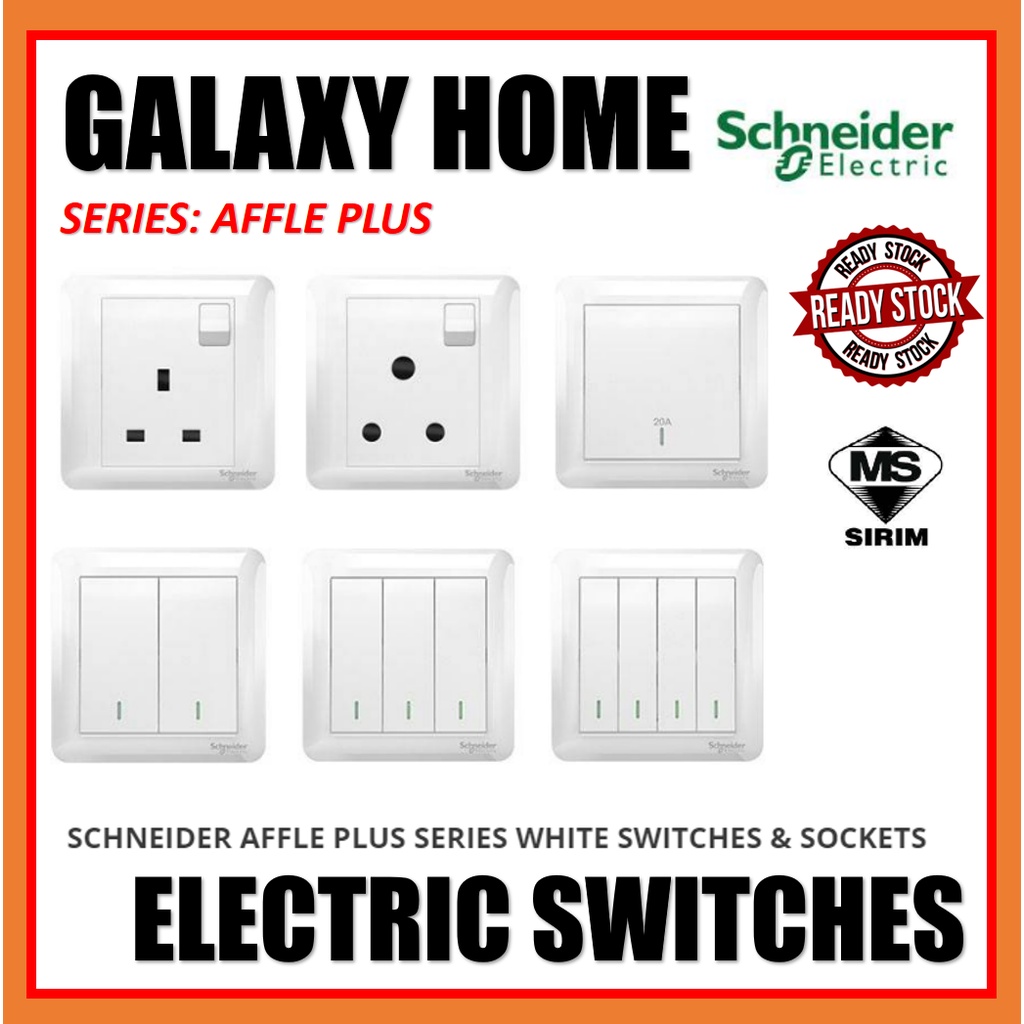 SCHNEIDER AFFLE PLUS SERIES WHITE SWITCHES & SOCKETS / switch socket 13A / schneider door bell / hager / crown / ums