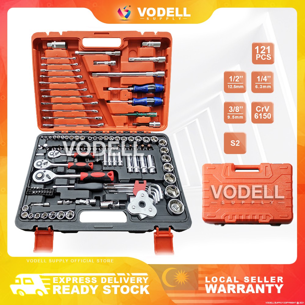 121pcs Auto Repair Tool Set Combination Wrench Drive Socket Tool Kit ...