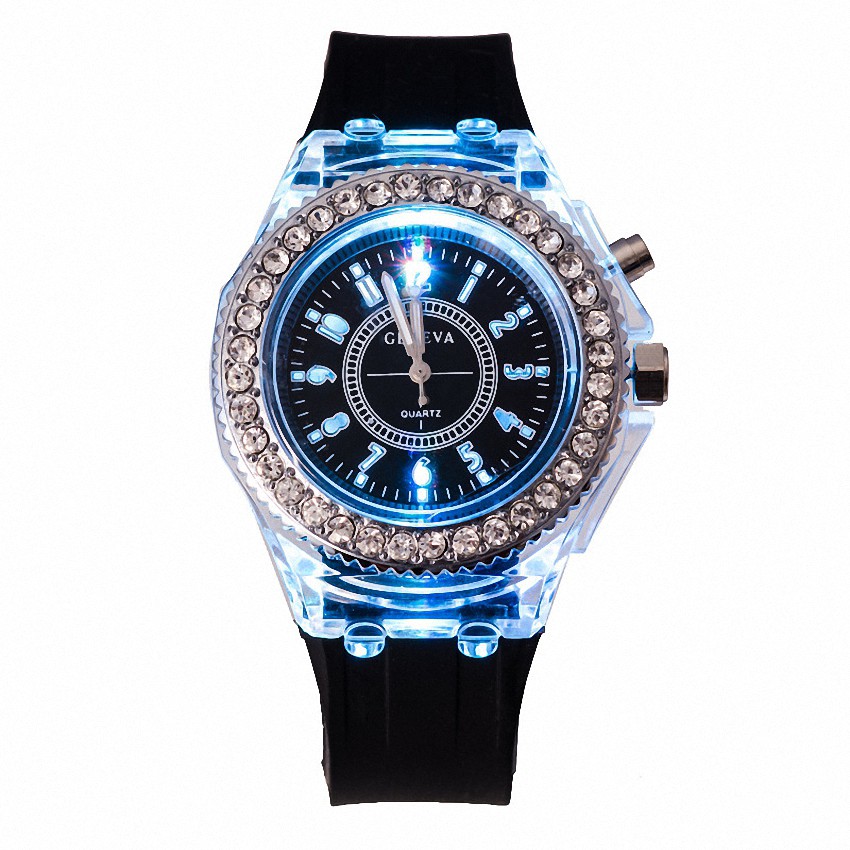 Geneva Ladies Rhinestone LED Big Dial Quartz Wrist Watch  