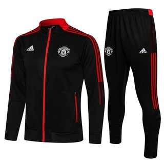 2021/22 Manchester United Men Football Jacket+ Pants Tracksuit black Long Sleeve Zip Male MU MNU Soccer Sportswear S-2XL