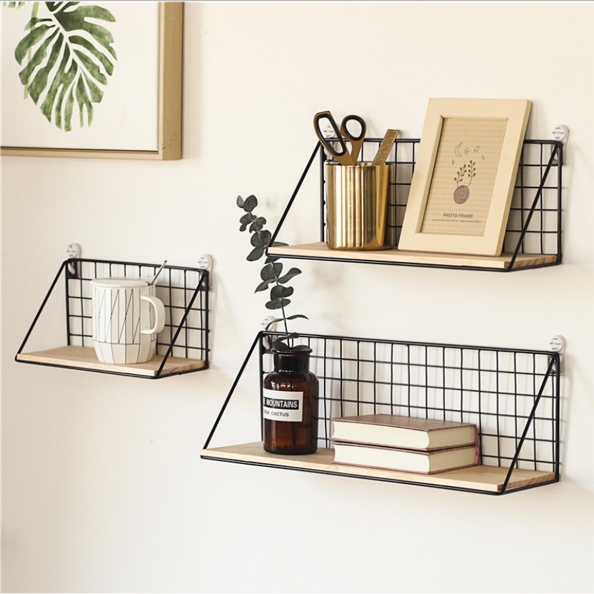 🔥Ready Stock🔥*No Free Hook* Grid Wall Shelf Wall Mounted Hanging Shelf