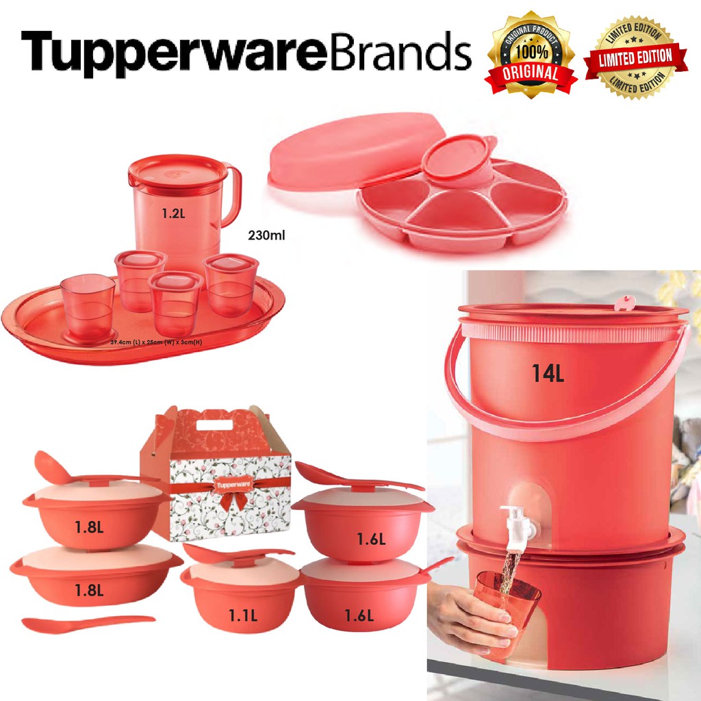 💥READY STOCK💥 TUPPERWARE ORIGINAL CORAL BLOSSOM SERVEWARE LIMITED EDITION ! MICROWAVEABLE