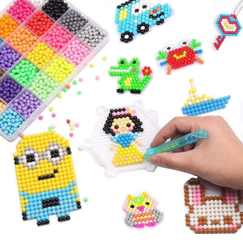 1100 pcs (10 Colors) DIY Water Magic Sticky Beads With Accessories Set