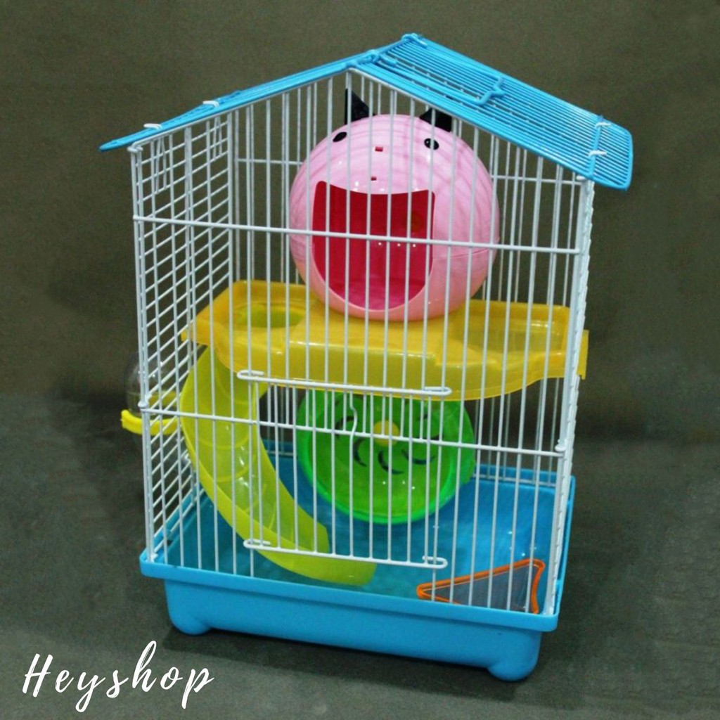 Hamster Cage 2 Level - Dwarf Syrian Hamster House Full Accessory House Wheel Bottle Toy Sangkar Small Animal 仓鼠笼子