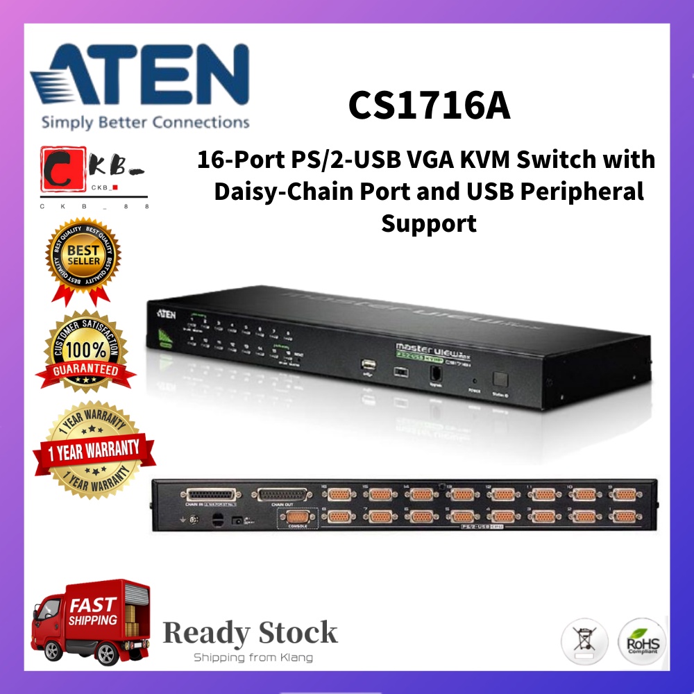 ATEN CS1716A - 16-Port PS/2-USB VGA KVM Switch With Daisy-Chain Port ...