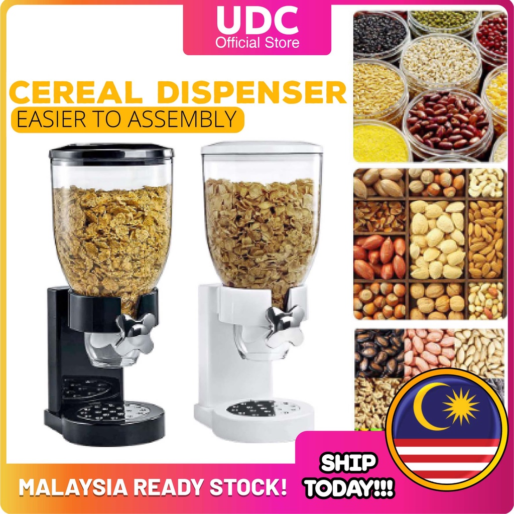 UDC Dry Food Cereal Dispenser Cereal Dispenser Candy Snack Twin Cylinder Jars Dry Food Storage Dispenser / Bekas Makan