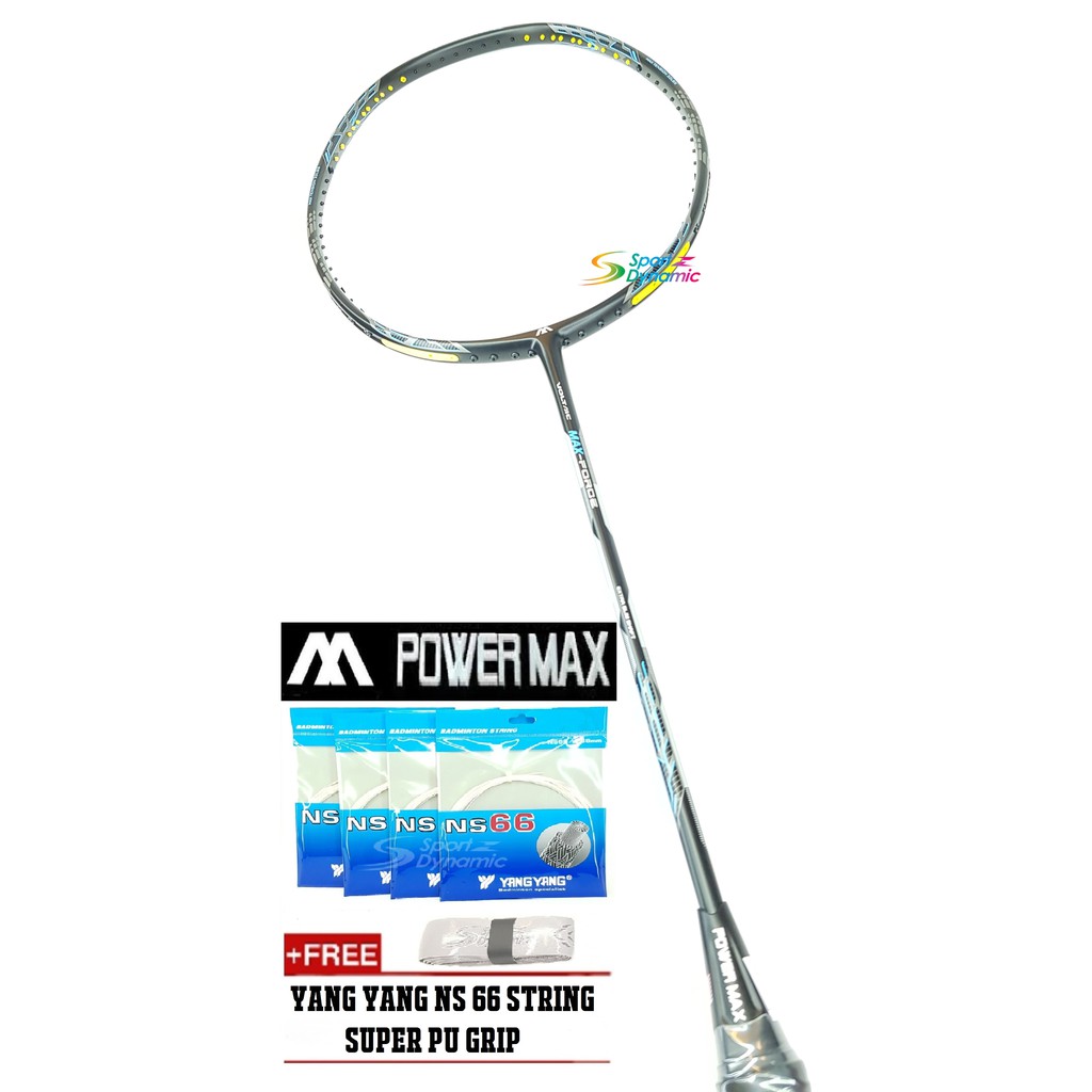 POWERMAX VOLTAIC MAXFORCE (BLACK) BADMINTON RACKET & YANG YANG NS66
