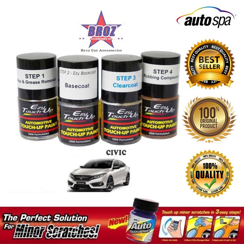 Autospa Touch Up Paint Honda Civic 3pcs Set Base Coat Solvent Clear Coat Shopee Malaysia