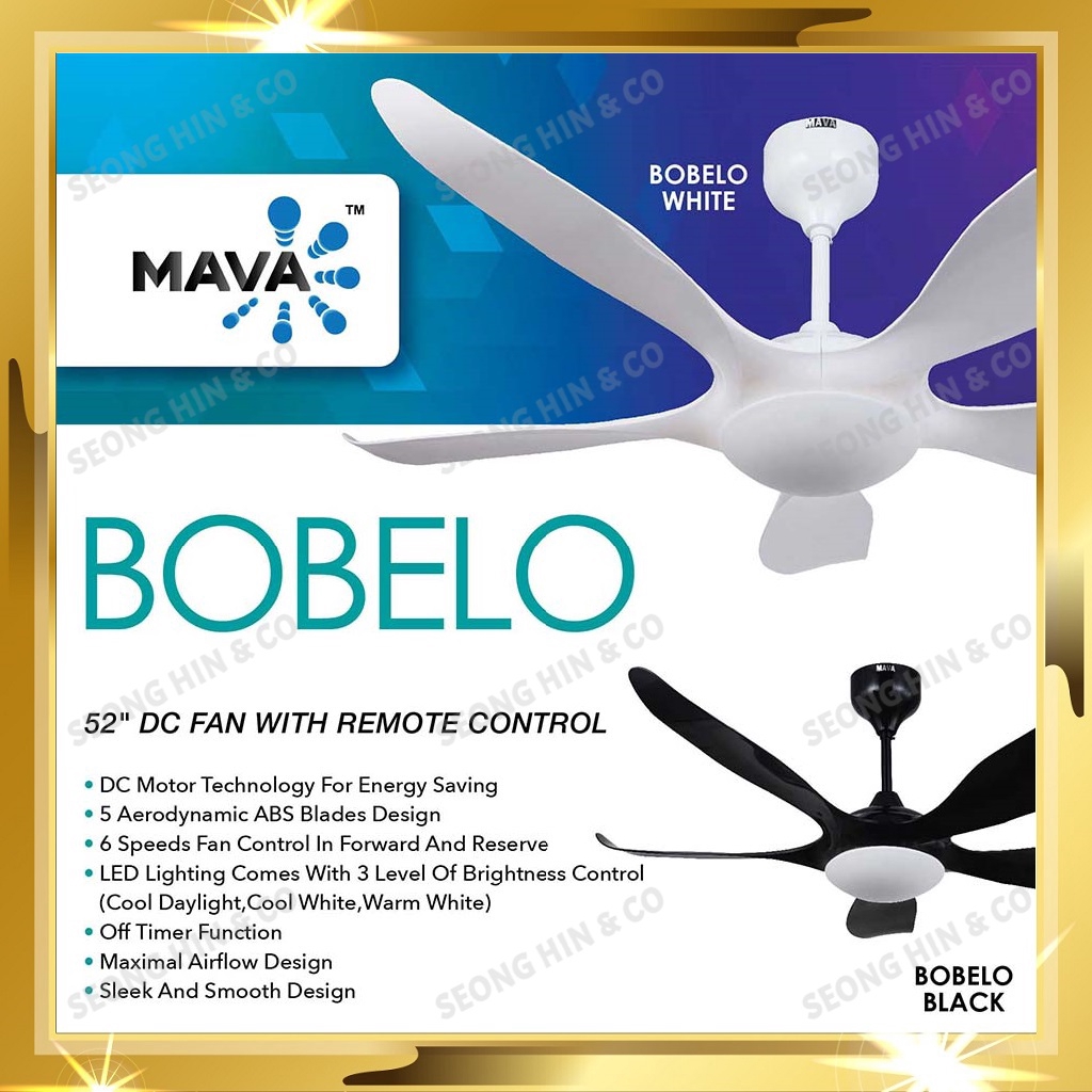 Mava Bobelo 52 3 Colour Led Light With Dc Motor Remote Control