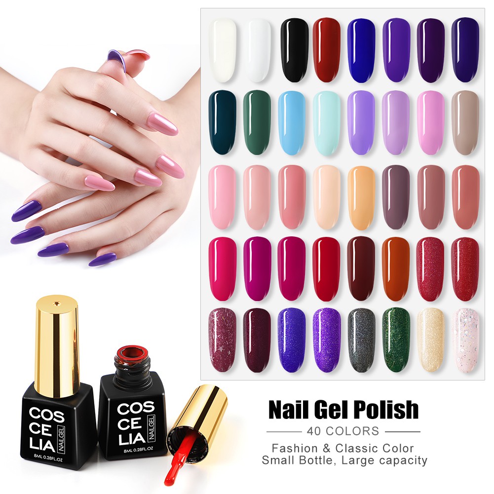 Coscelia 8ml Nail Gel Polish 40 Color Select (1-20) Soak Off Gel Nail ...