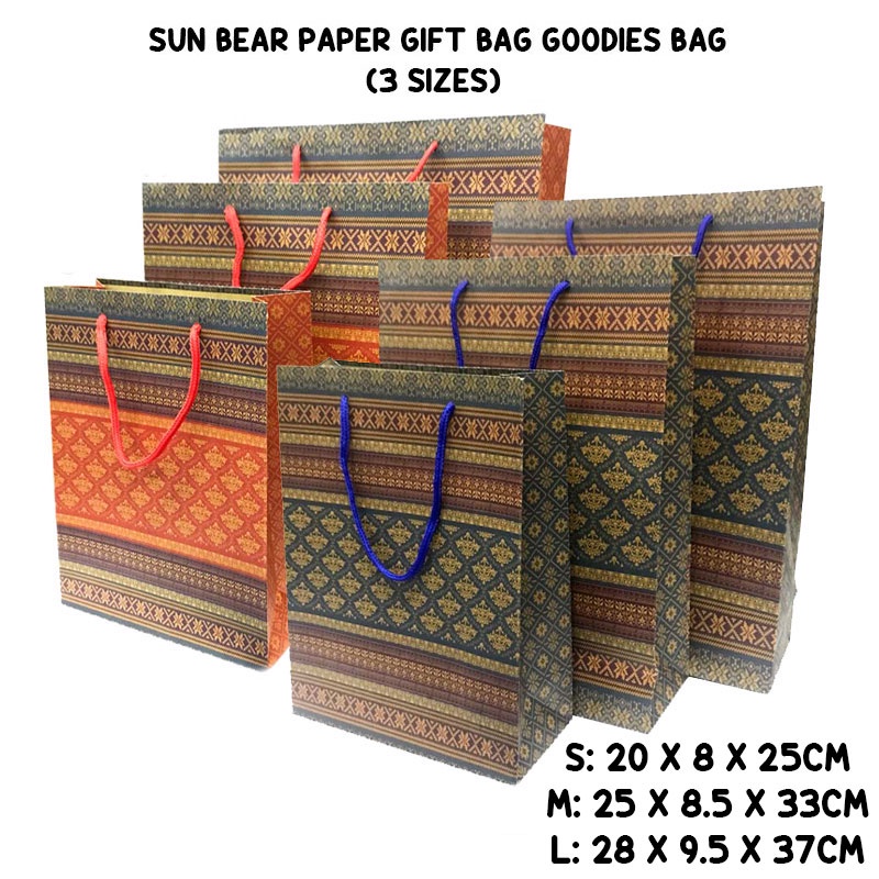 Sun Bear Paper Gift Bag Goodies Bag Wedding Birthday Party Wholesale Ready Stock