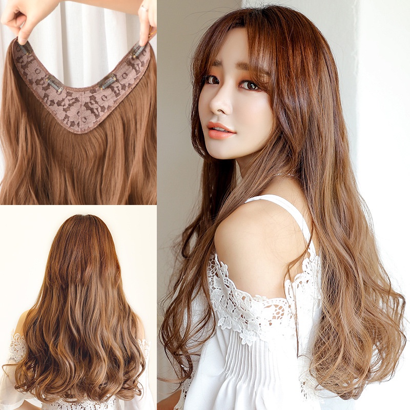 Wigs Female Long Curly Hair Big Wave A Piece of Long Hair Fluffy Natural  Long Straight Hair U - Shaped Wig Extensions | Shopee Malaysia
