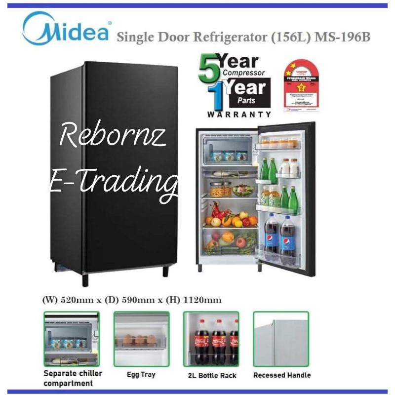 Midea Single Door Fridge Ms 196b Shopee Malaysia