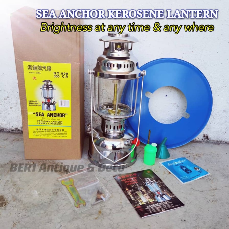 Lampu Gasoline Kerosene Lantern SeaAnchor Vintage Deco Lamp Antique Hiasan Antik Klasik Decoration Traditional