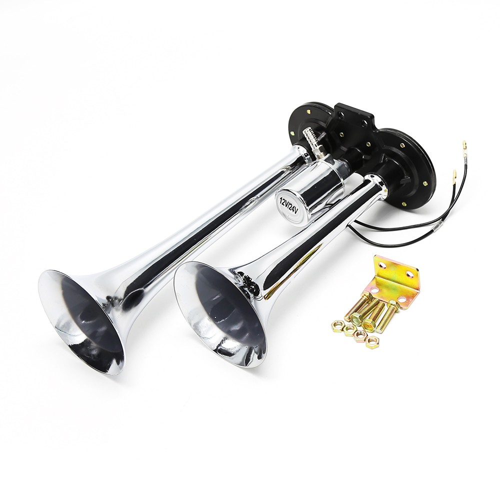 12V 16'' 120DB Electric Horn Single Trumpet Marine Chrome Fog Boat