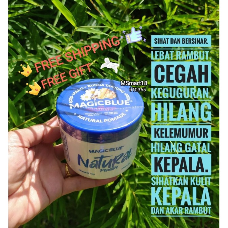 NATURAL POMADE MAGIC BLUE (Madu + Bunga Tanjung) (Freegift 