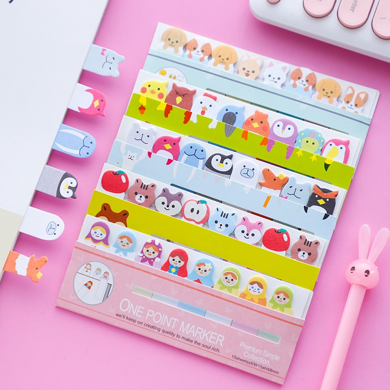 Kawaii Memo Pad Bookmarks Creative Cute Animal Sticky Notes index ...