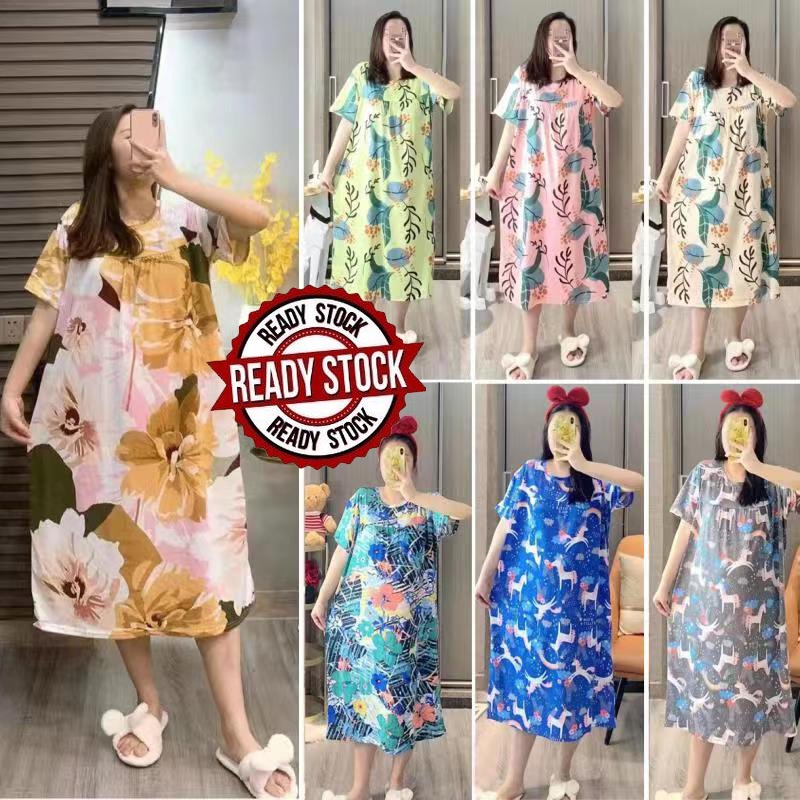 Plus size night dress, Sleepwear pyjamas ladies Baju tidur wanita plus size pajamas jumbo mura