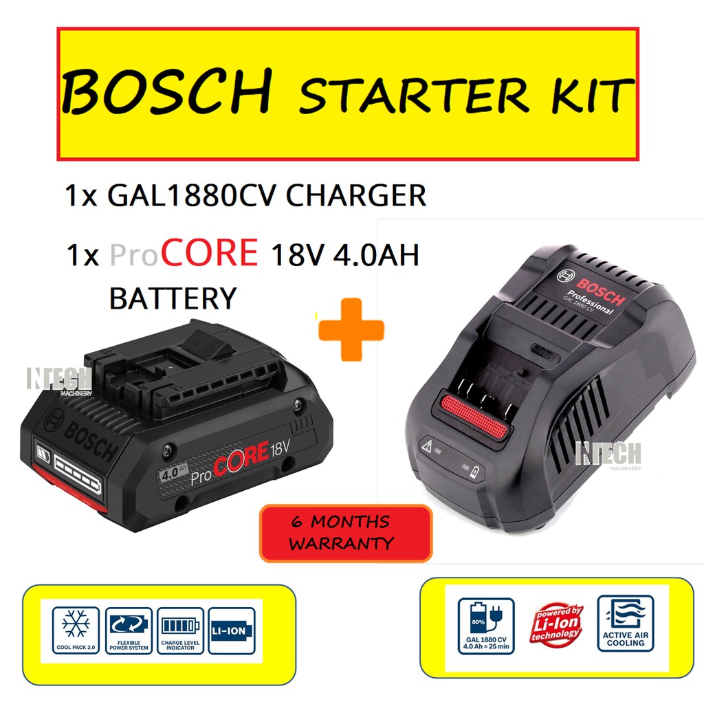 Bosch Starter Kit Gal1880cv Charger 18v 40ah Procore Battery Shopee Malaysia 7126