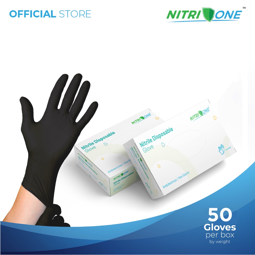 NitriOne Nitrile Black Disposable Powder Free  (50pcs)