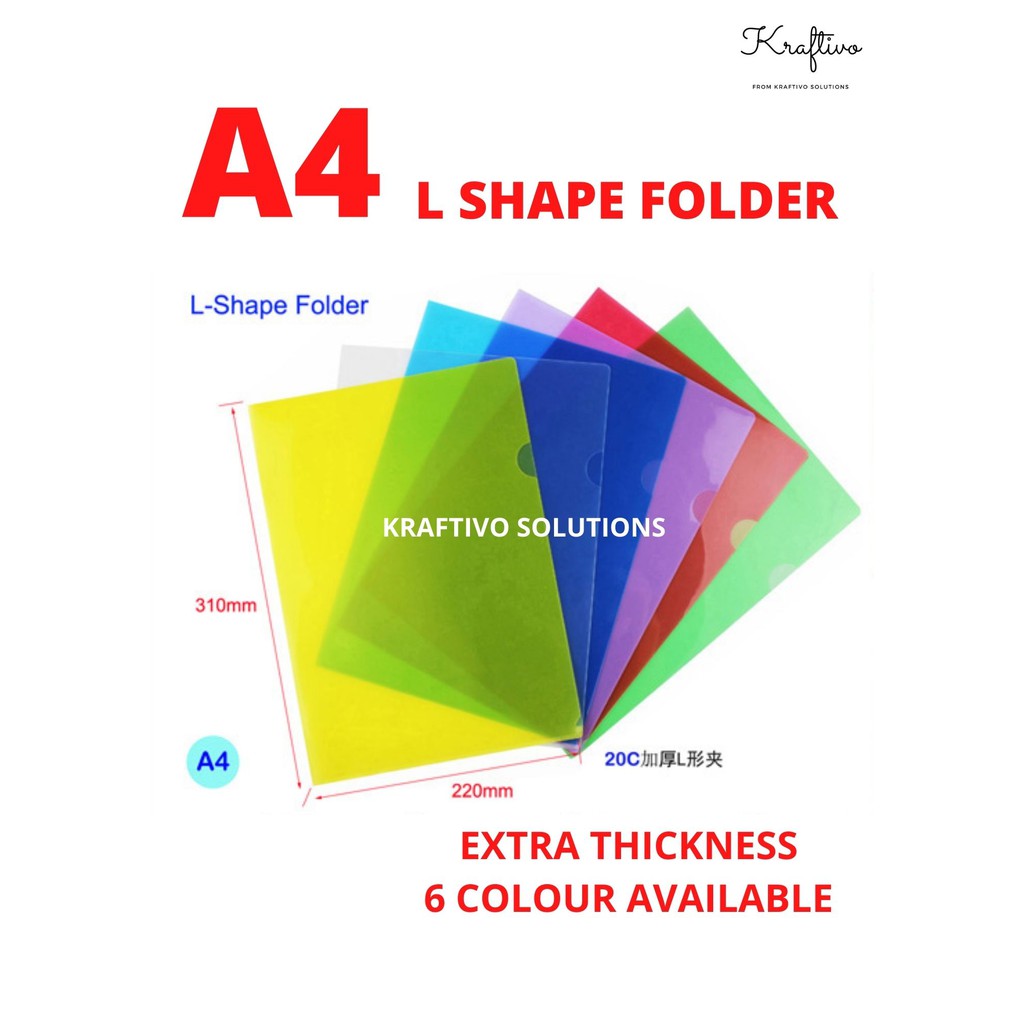 E-310 A4 PP L SHAPE FOLDER (EXTRA THICK) /PP L SHAPE FILE TEBAL A4 20C / 6 COLOUR SELECTION