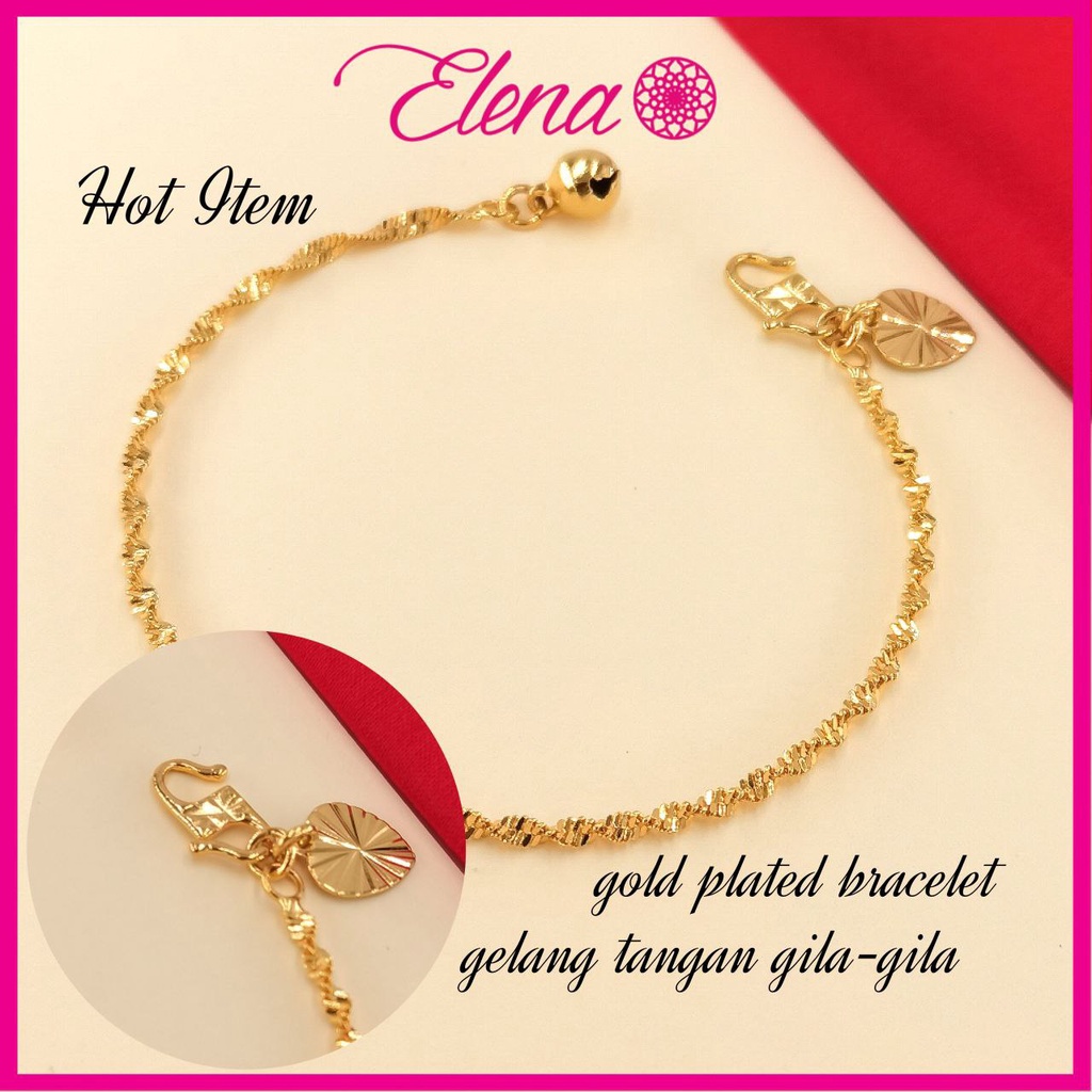 Elena Emas Korea Emas Sadur Gelang Tangan Dewasa/Budak Gelang Tangan Gila-Gila (EB48)