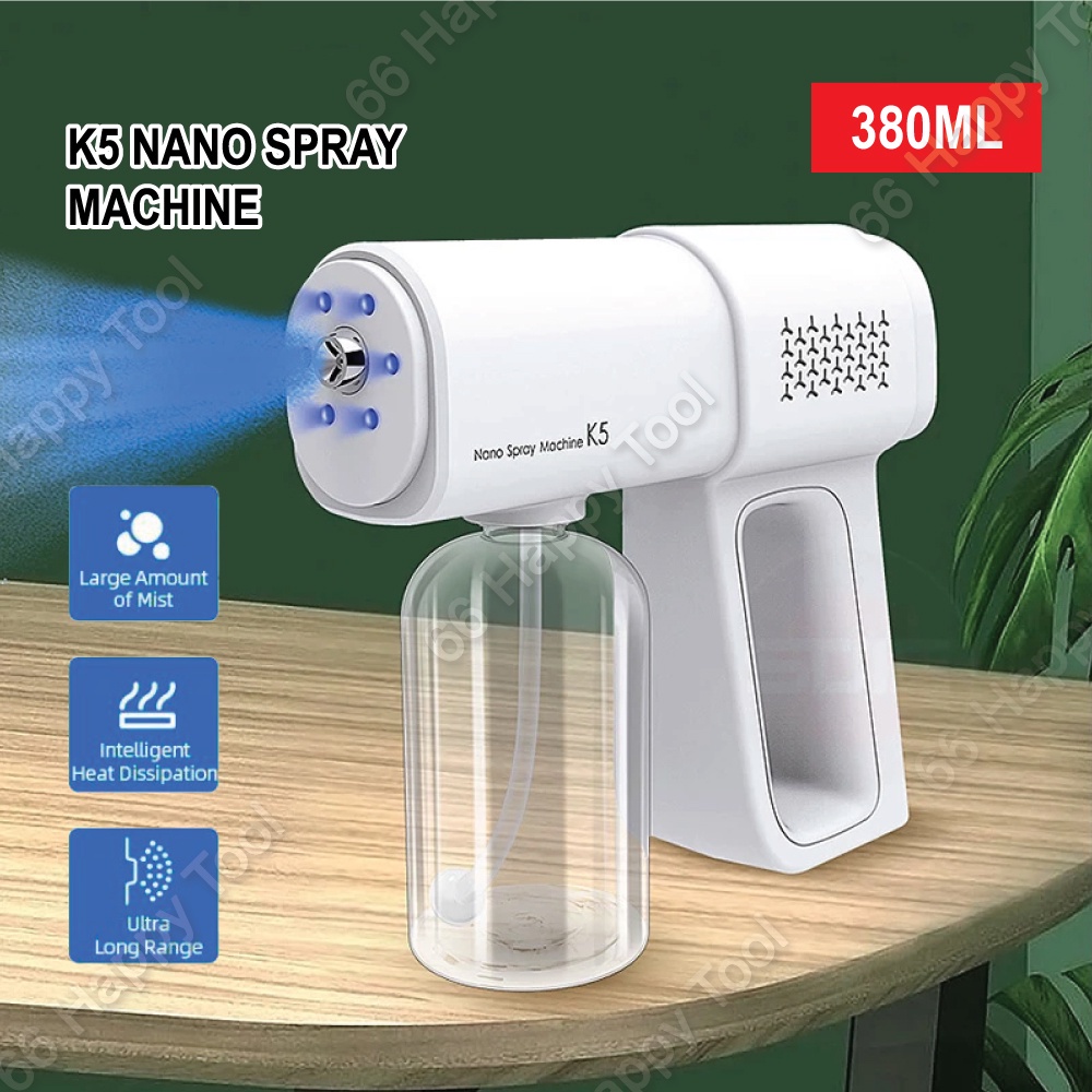 K5 Nano Spray Machine 380ml Spray Gun Sanitizer Rechargeable Wireless Handheld Disinfection