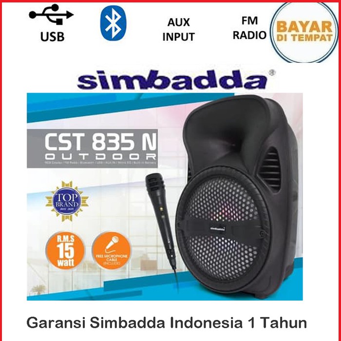 Download Simbadda Bluetooth Speaker Cst 835n Fm Radio Plus Free Microphone Karoke Shopee Malaysia