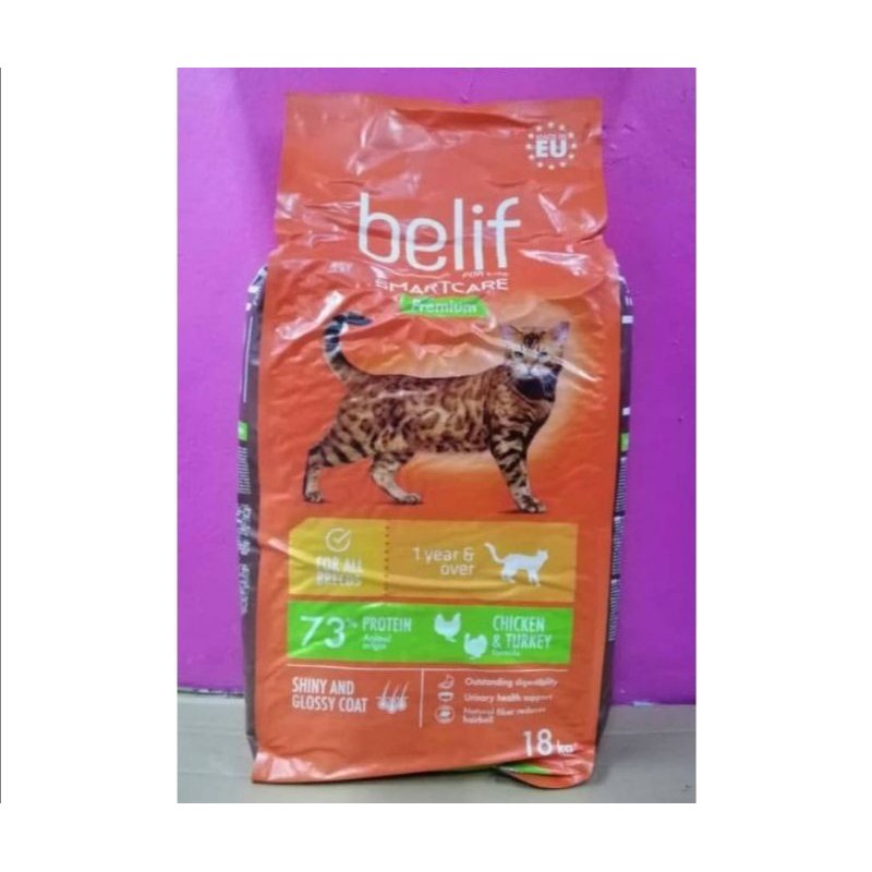 Belif 18kg Makanan Kucing/Cat Dry Food/Chicken And Turkey  Shopee 