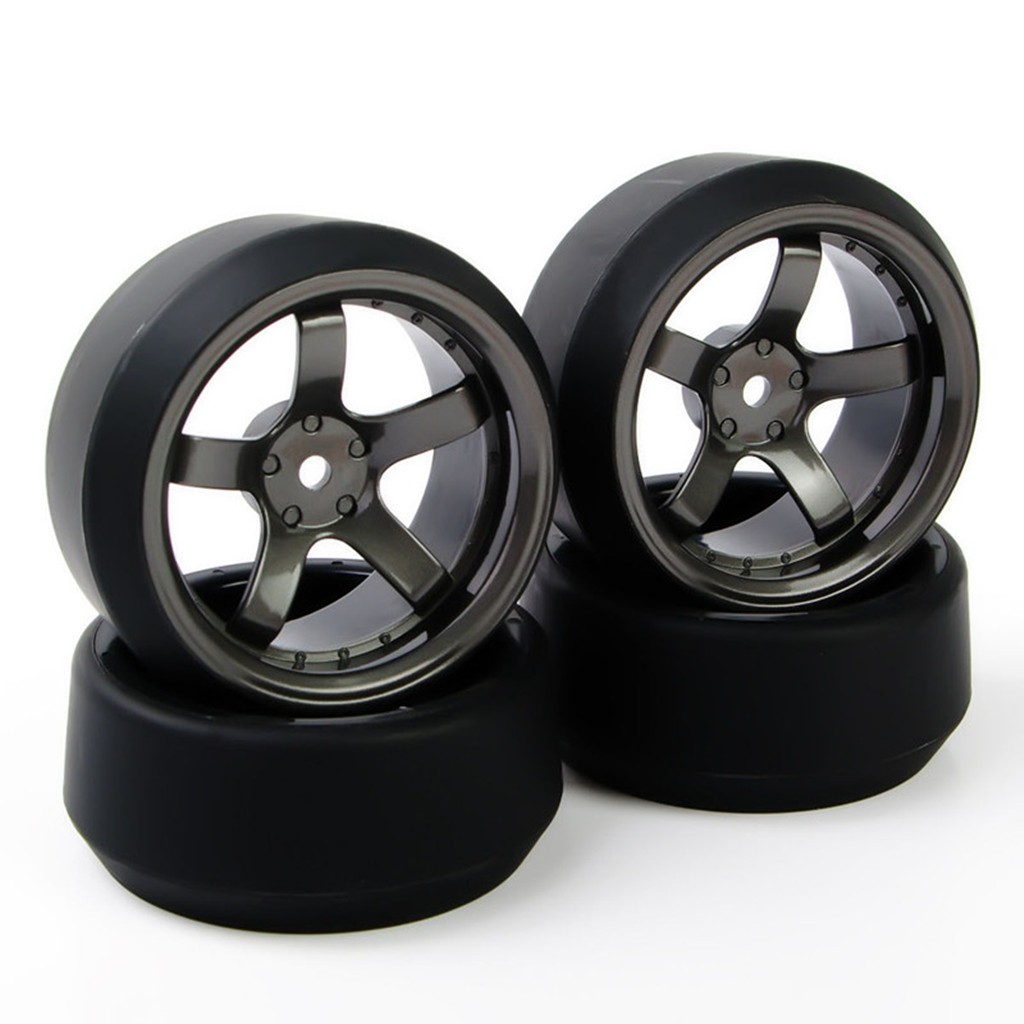 4X RC 12mm Hex Tires/&Wheel Rim For HPI HSP 1:10 Flat Racing On Road Car
