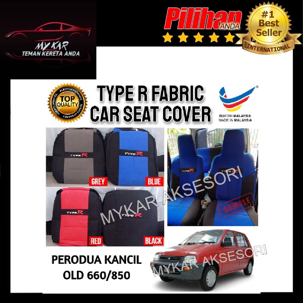 Type R KANCIL OLD Fabric Car Seat Cover(front & rear seat ,total 6 pc,2