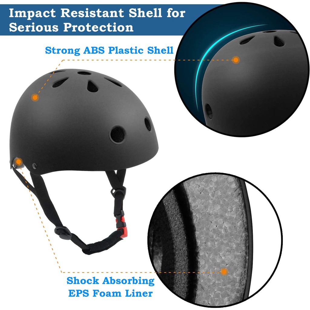 KUYOU Skate Helmet Adjust Size Multi-Impact ABS Shell for Kid Cycling/Skateboarding/Skate Inline Skating/Rollerblading 