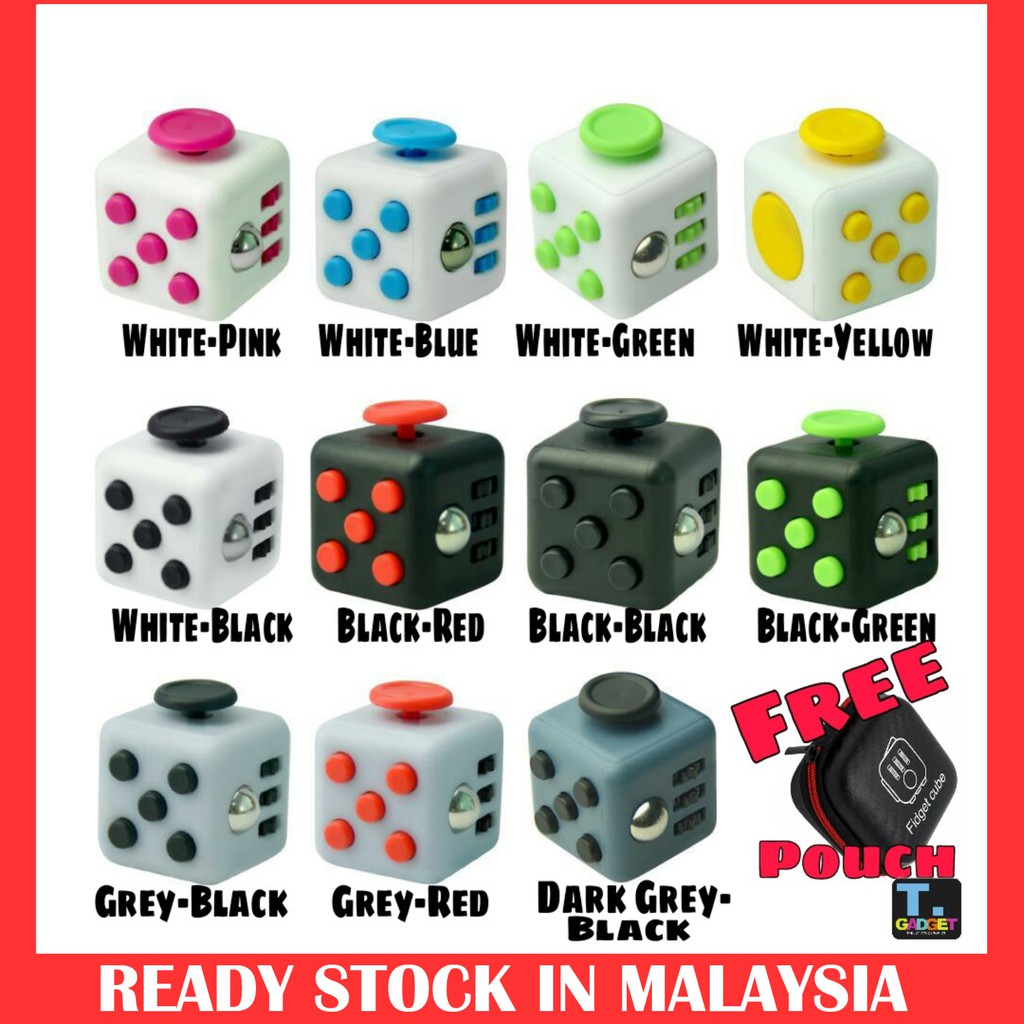 Ready Stock Fidget Cube Stress Reliever Magic Cube Free Pouch Shopee Malaysia