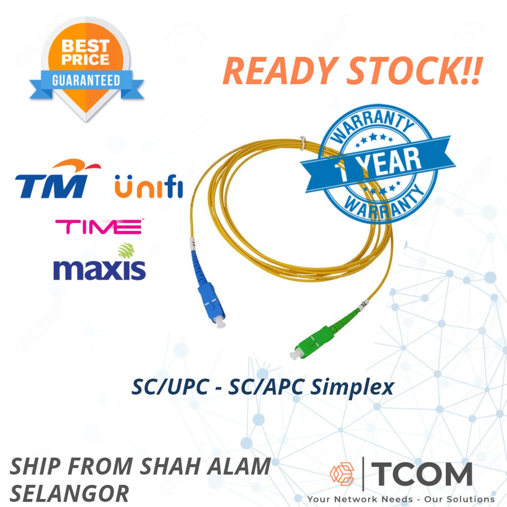 Patchcord sc/upc - sc/apc singlemode simplex fiber optic patch cord ...