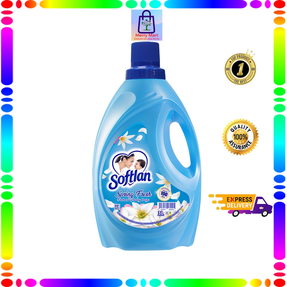 Softlan Anti Wrinkles Spring Fresh (Blue) Fabric Softener 3L | Shopee ...