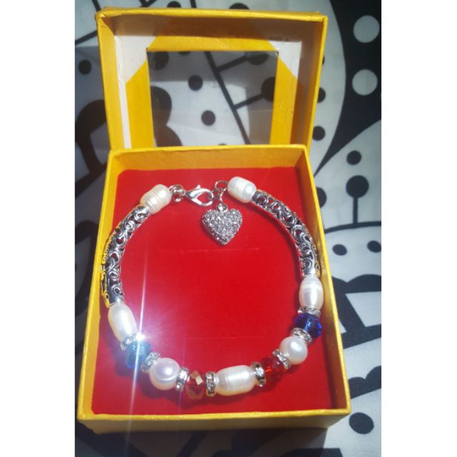  READY STOCK GELANG  MUTIARA  ASLI KRISTAL BRACELET 