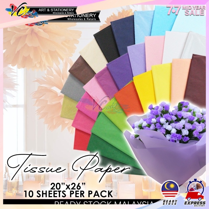 20 Sheets Tissue Paper Flower Wrapping Kids DIY Crafts Materials 6 Colors HIJB 
