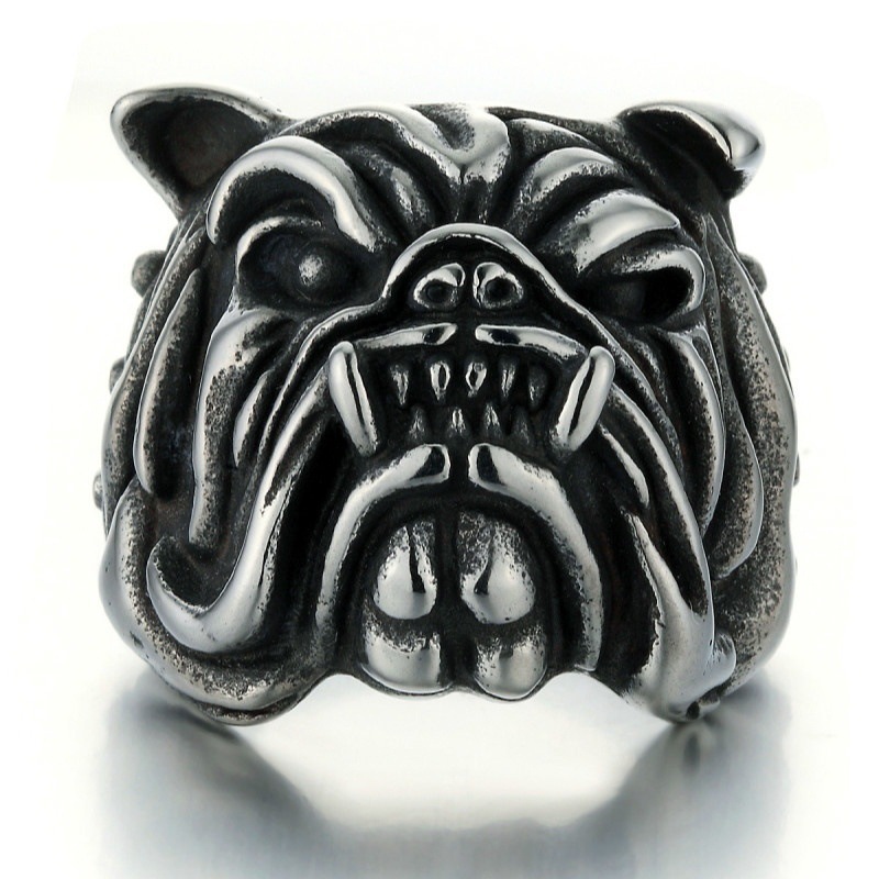 Anello animale punk retrò Lucertola Leone Faraone Cane Anello regolabile misura aperta_voghion.com