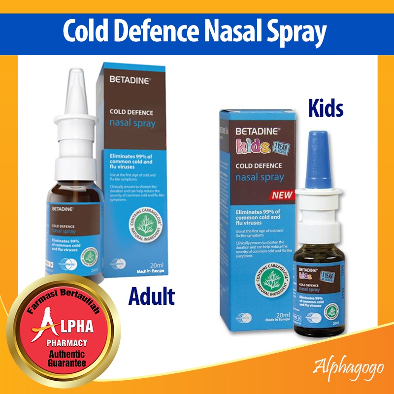 Betadine Cold Defence Nasal Spray 20ml (Adults / Kids 1+ Helps Stop