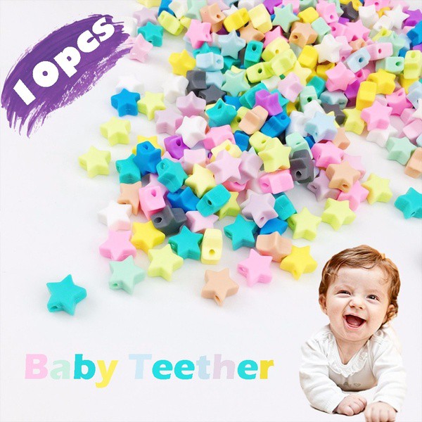 5Pcs 15mm Super Cute Star Silicone Beads Baby Teething Toy Food Grade Mom DIY Nursing Jewelry Necklace Bracelet