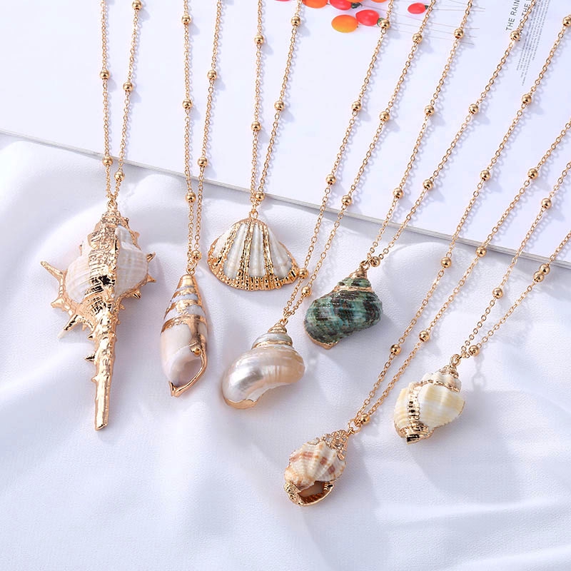 Hot 2020 Bohemia Conch Shells Necklace Sea Beach Shell Pendant Necklace For Women Female Shell Cowrie Summer Party Gift Jewelry