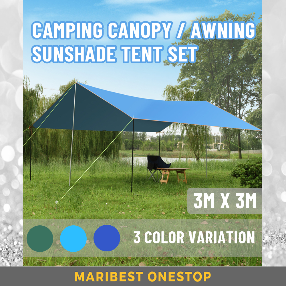 3M x 3M CAMPING TENT SET CANOPY FLOOR MAT AWNING SUNSHADE TENT