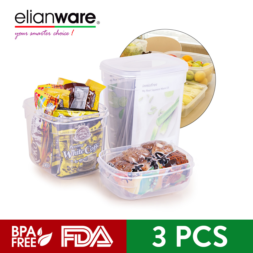 Elianware 1pc/3pcs Transparent Multipurpose Tall Food Keeper BPA FREE Microwaveable Food Storage Container Bekas Makanan
